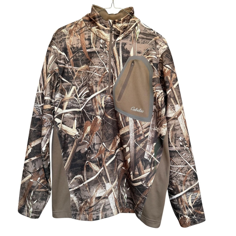 Cabela's Pullover Mens Medium Brown Realtree Max-5 4MOST INHIBIT Fleece Hunting